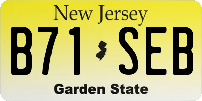 NJ license plate B71SEB