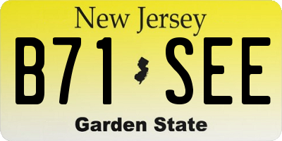 NJ license plate B71SEE