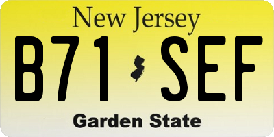 NJ license plate B71SEF