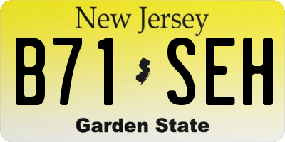 NJ license plate B71SEH