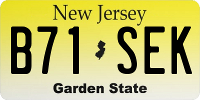 NJ license plate B71SEK