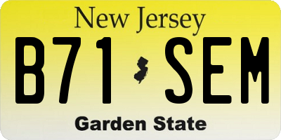 NJ license plate B71SEM