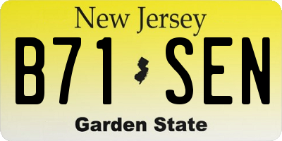 NJ license plate B71SEN
