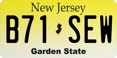 NJ license plate B71SEW