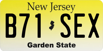 NJ license plate B71SEX