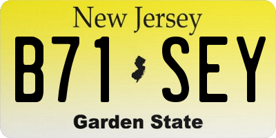 NJ license plate B71SEY