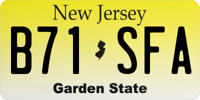 NJ license plate B71SFA