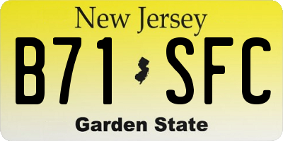 NJ license plate B71SFC