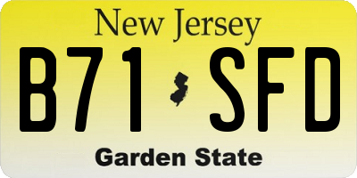 NJ license plate B71SFD