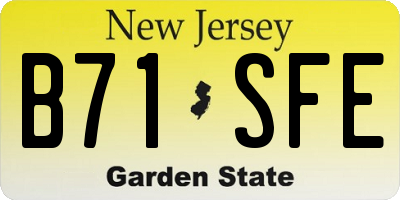 NJ license plate B71SFE
