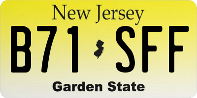 NJ license plate B71SFF