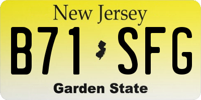 NJ license plate B71SFG