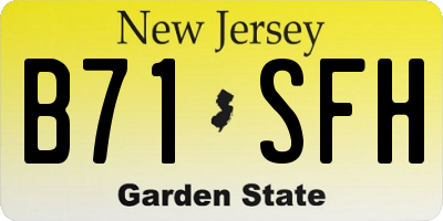 NJ license plate B71SFH
