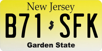 NJ license plate B71SFK