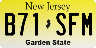 NJ license plate B71SFM