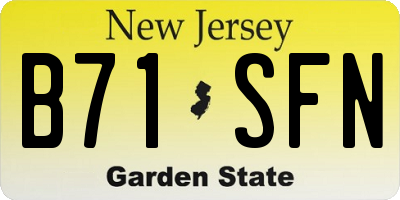 NJ license plate B71SFN
