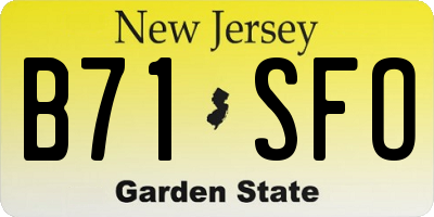 NJ license plate B71SFO