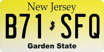 NJ license plate B71SFQ