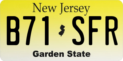 NJ license plate B71SFR
