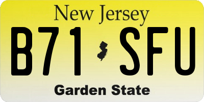 NJ license plate B71SFU