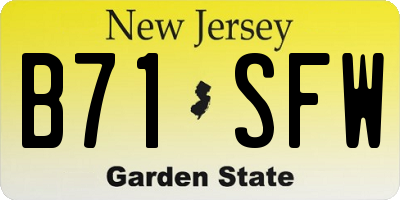 NJ license plate B71SFW