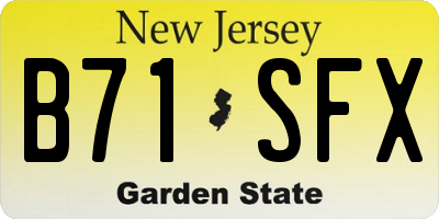 NJ license plate B71SFX