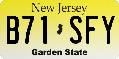 NJ license plate B71SFY