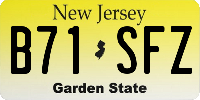 NJ license plate B71SFZ