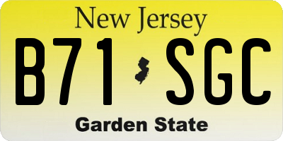 NJ license plate B71SGC