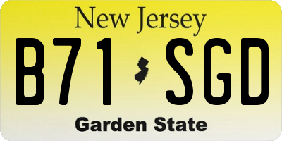 NJ license plate B71SGD