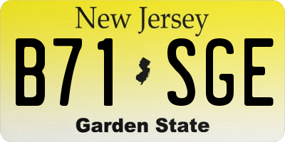 NJ license plate B71SGE