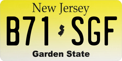 NJ license plate B71SGF