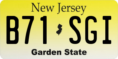 NJ license plate B71SGI