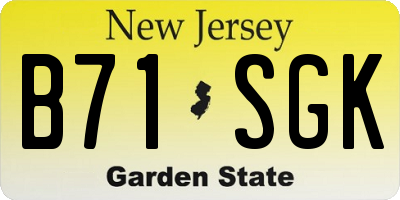 NJ license plate B71SGK