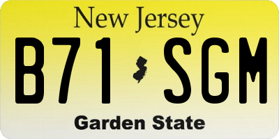 NJ license plate B71SGM