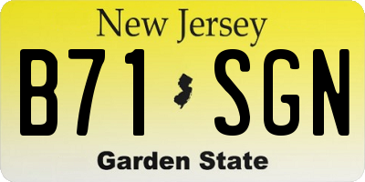 NJ license plate B71SGN