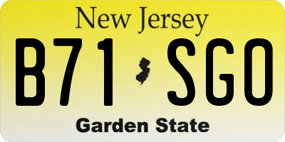 NJ license plate B71SGO