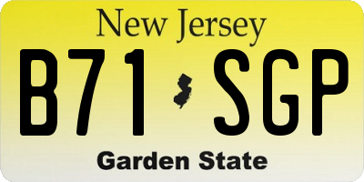 NJ license plate B71SGP