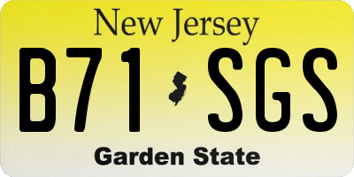 NJ license plate B71SGS