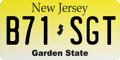 NJ license plate B71SGT