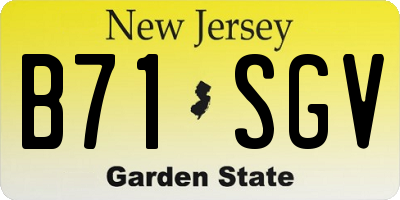 NJ license plate B71SGV