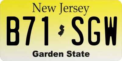 NJ license plate B71SGW