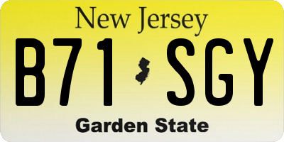 NJ license plate B71SGY