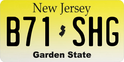NJ license plate B71SHG