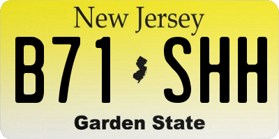NJ license plate B71SHH
