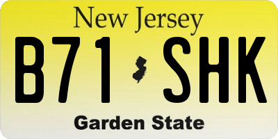NJ license plate B71SHK