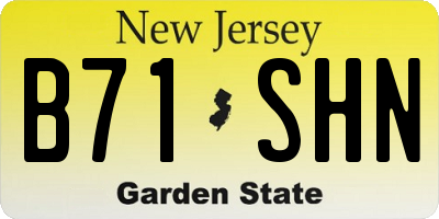 NJ license plate B71SHN