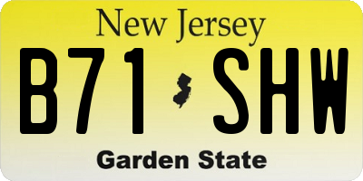 NJ license plate B71SHW