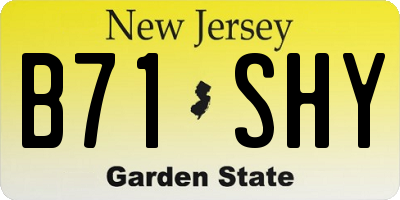 NJ license plate B71SHY