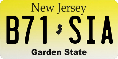 NJ license plate B71SIA